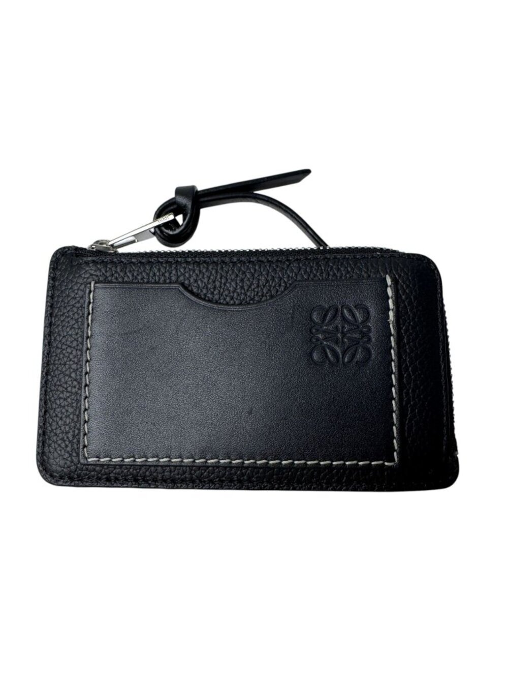 Loewe Anagram L-shaped Zipper Coin Purse Card Case Black